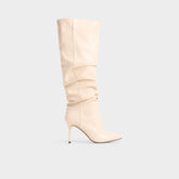 Daroba in Cream - Over-the-knee boot, Stiletto heel