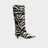 Gabelia in White Black - Knee-high boot, Kitten heel