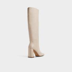 Helana in Cream - Knee-high boot, Block heel