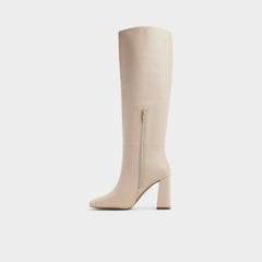 Helana in Cream - Knee-high boot, Block heel