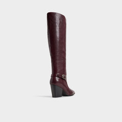 Saddle in Bordo - Knee-high boot, Block heel