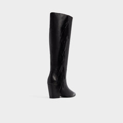 Kaelya in Black - Knee-high boot, Block heel