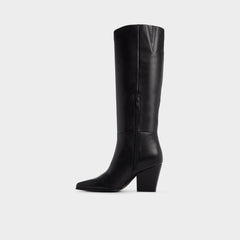 Kaelya in Black - Knee-high boot, Block heel