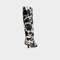Everose in White Black - Knee-high boot, Kitten heel