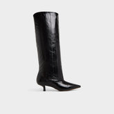 Everose in Black - Knee-high boot, Kitten heel