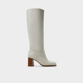Elyze in White Bone - Knee-high boot, Block heel
