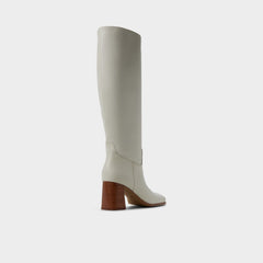Elyze in White Bone - Knee-high boot, Block heel