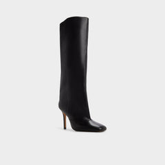 Aleena in Black - Knee-high boot, Stiletto heel