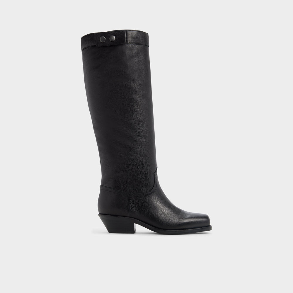 Emberlyn in Black - Knee-high western boot, Cup sole