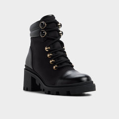 Mariettia in Black - Lace-up boot, Lug sole