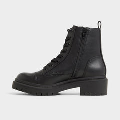 Goer Black Women's Casual boots - Combat ankle boot, Lug sole