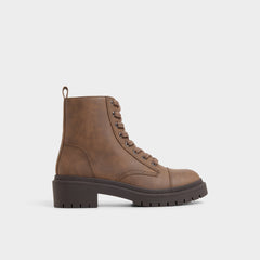 Goer in Medium Brown - Combat ankle boot, Lug sole
