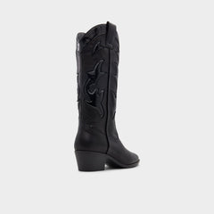 Nebraska Black Women's Western - Mid-calf western boot, Block heel