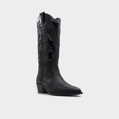 Nebraska Black Women's Western - Mid-calf western boot, Block heel