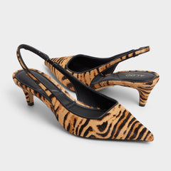 Leanah in Open Brown - Slingback heel, Kitten heel