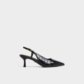 Adan in Black - Slingback heel, Kitten heel