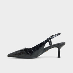 Adan in Black - Slingback heel, Kitten heel