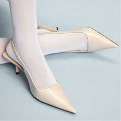 Josita Medium Beige Women's Kitten heels - Slingback heel, Kitten heel