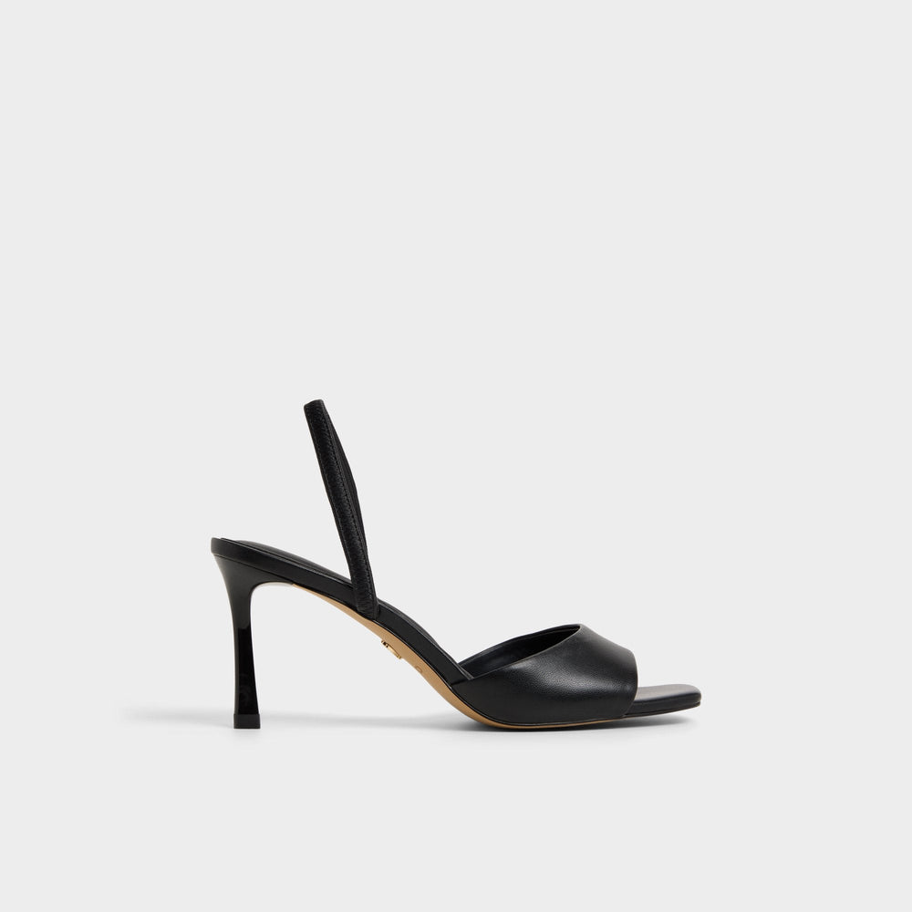 Andya Black Women's Strappy sandals - Slingback heeled sandal, Stiletto heel