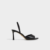 Andya Black Women's Strappy sandals - Slingback heeled sandal, Stiletto heel