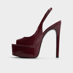 Thanlinie in Dark Red - Slingback heeled sandal, Platform