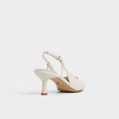 Adan in White Bone - Slingback heel, Kitten heel