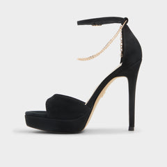 Afumeth Black Overflow Women's Platform sandals - Strappy heeled sandal, Stiletto platform