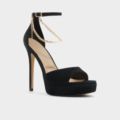 Afumeth Black Overflow Women's Platform sandals - Strappy heeled sandal, Stiletto platform