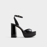 Valoria Black Women's Platform sandals - Strappy heeled sandal, Platform