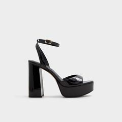 Valoria Black Women's Platform sandals - Strappy heeled sandal, Platform