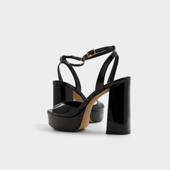 Valoria Black Women's Platform sandals - Strappy heeled sandal, Platform
