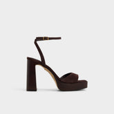 Lothon Dark Brown Women's Platform sandals - Strappy heeled sandal, Platform