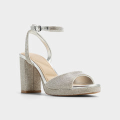 Alluring Silver Women's Iridescent metallics - Strappy heeled sandal, Platform