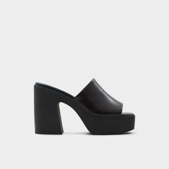 Maysee Other Black Leather Smooth Women's Mule slides - Heeled mule, Platform