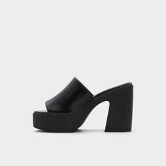 Maysee Other Black Leather Smooth Women's Mule slides - Heeled mule, Platform