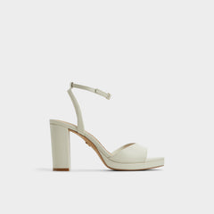Gracious White/Bone Women's Block heels - Strappy heeled sandal, Block heel