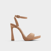 Ivette in Medium Beige - Strappy heeled sandal, Platform