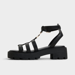 Lamington Black Women's Strappy sandals - Gladiator sandal, Lug sole