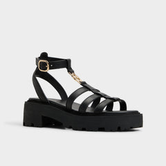 Lamington Black Women's Strappy sandals - Gladiator sandal, Lug sole