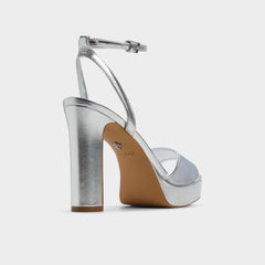 Chicglimmer Silver Women's Platform sandals - Strappy heeled sandal, Block heel