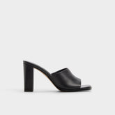 Re in Sophia Black - Heeled mule, Block heel