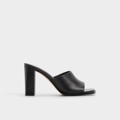 Re in Sophia Black - Heeled mule, Block heel