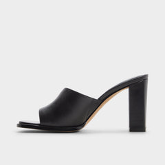 Re in Sophia Black - Heeled mule, Block heel