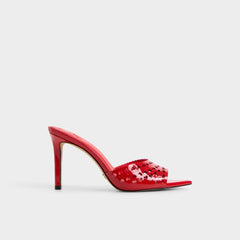 Lovemule in Medium Red - Heeled mule, Stiletto heel
