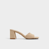 Tisha Beige Women's Heeled mules - Heeled mule, Block heel