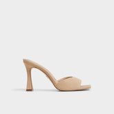 Jennifer in Medium Beige - Heeled mule, Stiletto heel