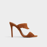 Nahanie in Medium Brown - Heeled mule, Stiletto heel