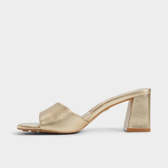 Tisha Gold Women's Heeled mules - Heeled mule, Block heel
