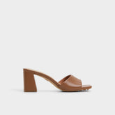 Tisha Tan Women's Heeled mules - Heeled mule, Block heel