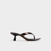 Jump in Open Brown - Heeled flip flop, Kitten heel